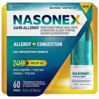 Nasonex 24Hr Allergy + Congestion Nasal Spray 60 Sprays (0.34 fl oz)